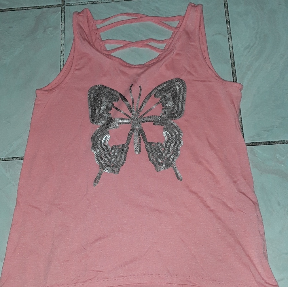 Pink butterfly tank top